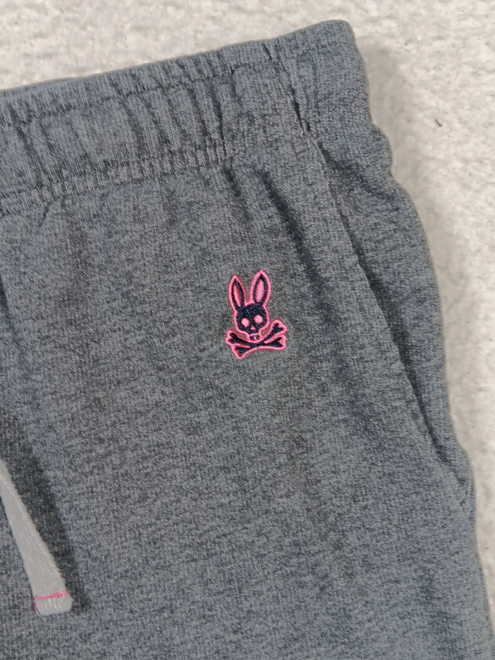 Psycho Bunny Sweat Shorts Mens Large Gray Fleece Jersey Lounge Drawstring Skull